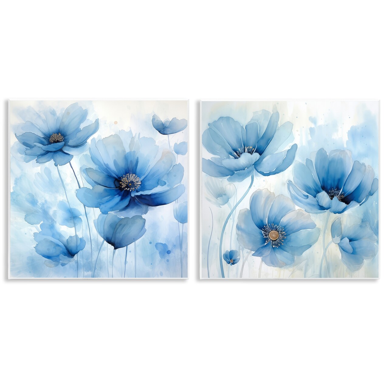 Stupell Industries Saturated Blue Blossoms 2pc Wall Plaque Art Set Design by Irena Orlov